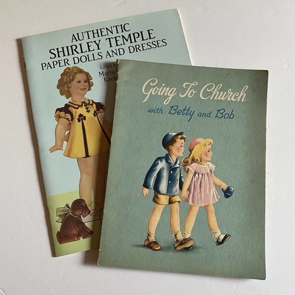 Lot of 2 children's books Going to Church w Betty Bob; Shirley Temple Paper Doll